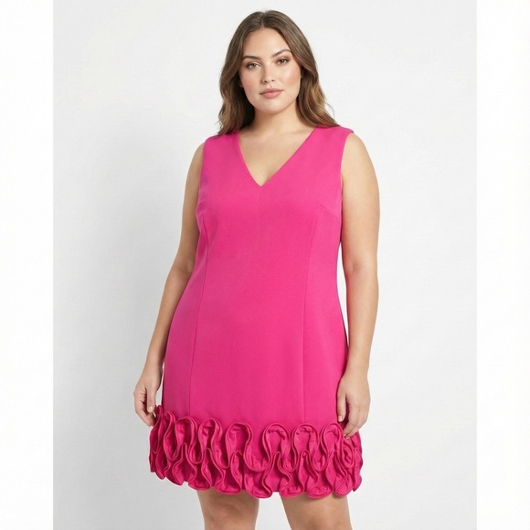 Lane Bryant Dresses & Skirts - Lane Bryant Sz 26p Pink Sleeveless Ruffled Hem Sheath Dress V-Neck Romantic Sexy